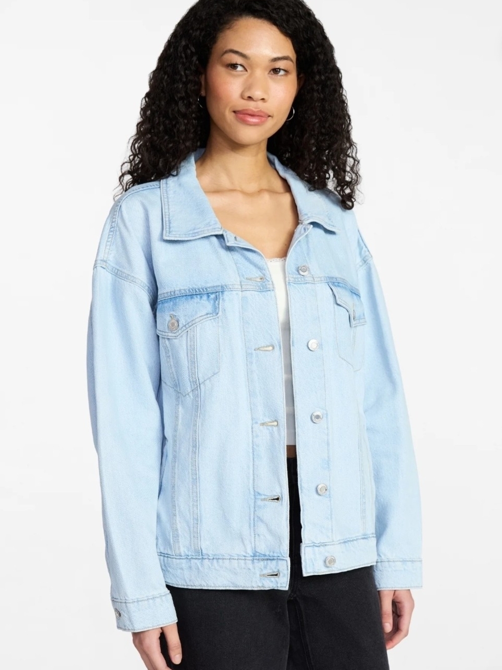 No Boundaries Oversized Cotton Denim Jeans Jacket, Size XL (16-18)